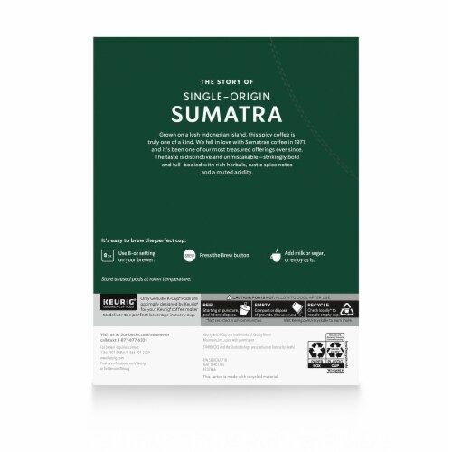 Starbucks® Sumatra Dark Roast K-Cup® Coffee Pods Perspective: back
