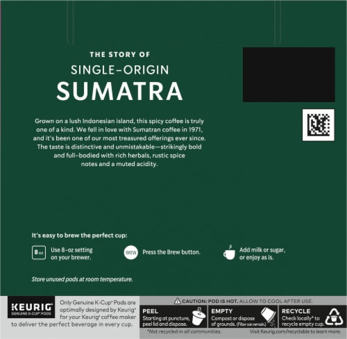 Starbucks® Sumatra Dark Roast K-Cup Coffee Pods Perspective: back