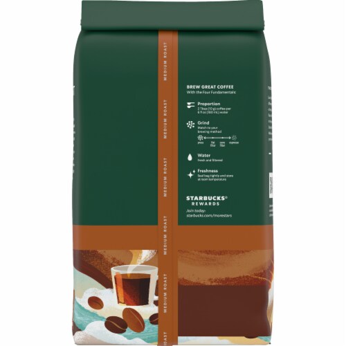 Starbucks Breakfast Blend Medium Roast Whole Bean Coffee Perspective: back