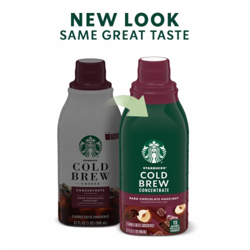 Starbucks Cold Brew Coffee Concentrate Naturally Flavored Dark Chocolate Hazelnut Bottle Perspective: back