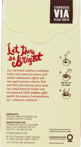 Starbucks VIA Ready Brew Christmas Blend Instant Coffee Single-Serve Packets Perspective: back