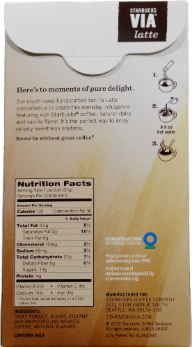 Starbucks® Via Vanilla Latte Instant Coffee Perspective: back