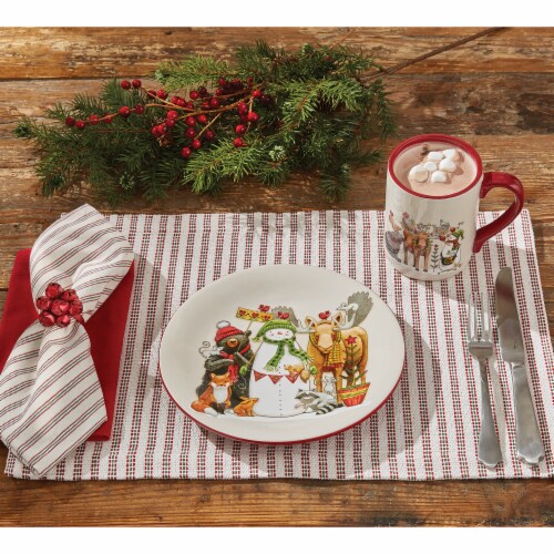 Park Designs Holiday Tree Stripe Placemat Set- White Perspective: back