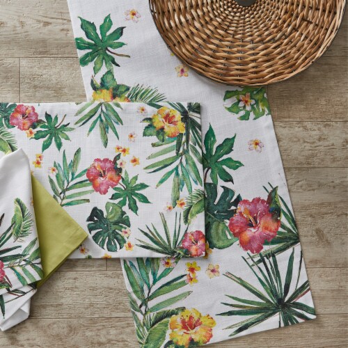 Split P Havana Printed Table Runner - 72''L - White Perspective: back
