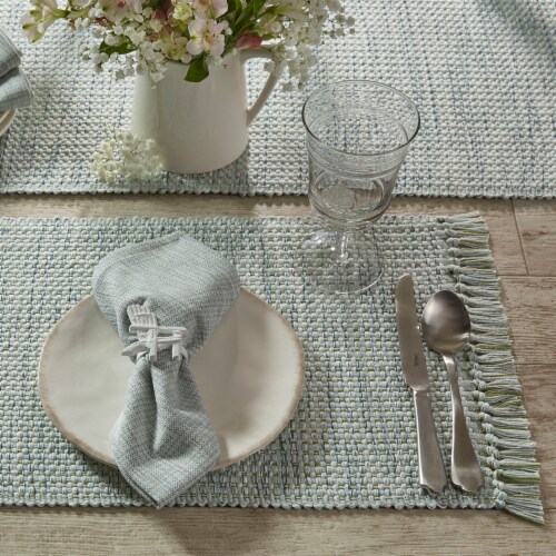 Park Designs Barely Blue Basketweave Napkin Set of 4 Perspective: back