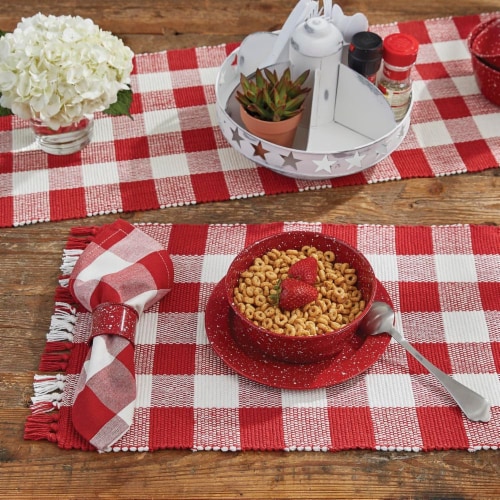 Park Designs Buffalo Check Placemat Set - Red & Cream Perspective: back