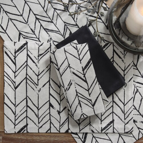 Split P Distressed Herringbone Jacquard Placemat - Set of 4 Perspective: back