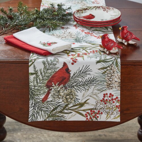 Park Designs Cardinal Table Runner  - 54 L - White Perspective: back