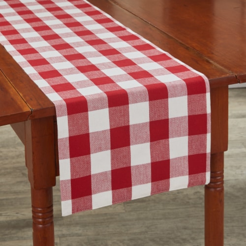 Park Designs Buffalo Check Backed Table Runner - Red & Cream Perspective: back