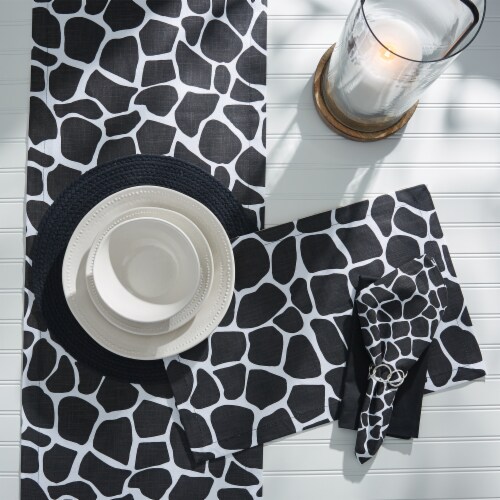 Split P Giraffe Printed Table Runner - 72''L - Black Perspective: back