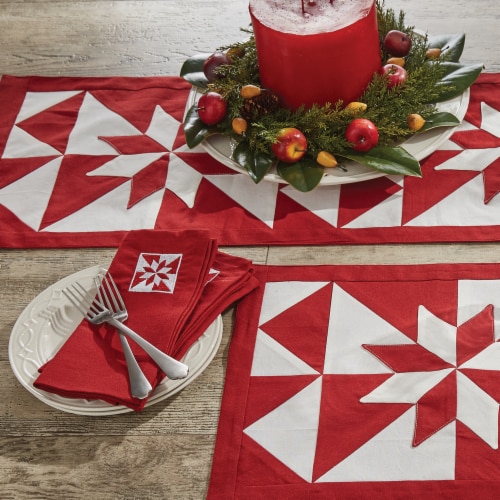 Park Designs Heritage Star Table Runner - 36''L - Red Perspective: back