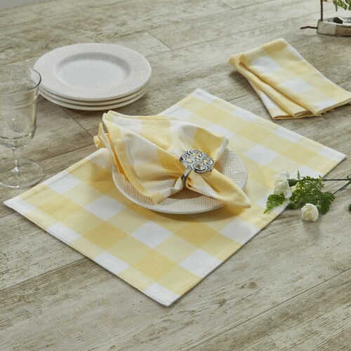 Park Designs Buffalo Check Backed Yellow Placemat - Set of 4 Perspective: back