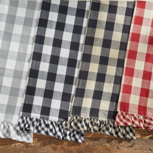 Park Designs Buffalo Check Ruffled Black and Cream Table Runner 13 x 54 Perspective: back