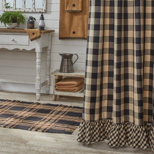 Park Designs Black Buffalo Check Ruffled Shower Curtain 72 x 72 Perspective: back
