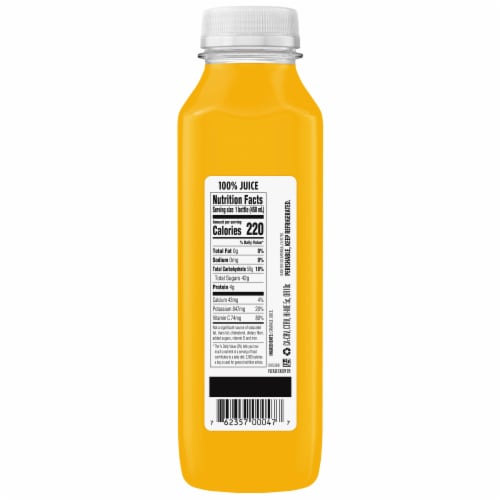 100% Cold-Pressed Orange Juice Perspective: back