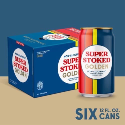 Deschutes Brewery® Super Stoked Non-Alcoholic Golden Craft Beer Perspective: back