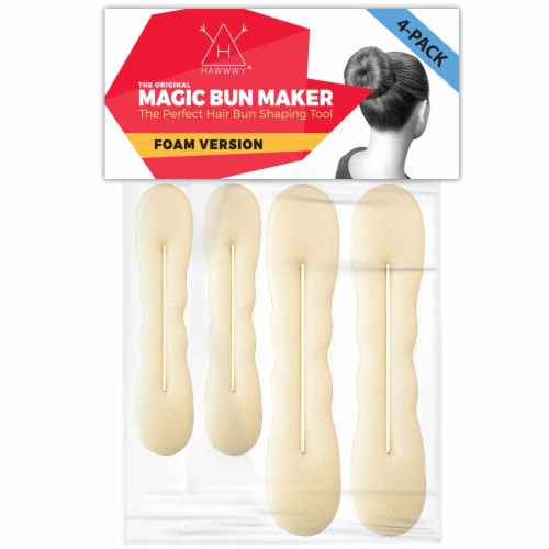 HAWWWY Blonde Magic Bun Maker Foam 4 Pack, Easy Sponge Hair Bun Shaper for Updos Perspective: back
