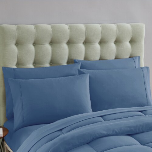 Sweet Home Collection | All Season Solid Bed-in-A-Bag includes Sheet, Queen, Denim Perspective: back