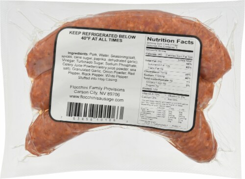 Flocchini® Uncured Andouille Sausage Perspective: back