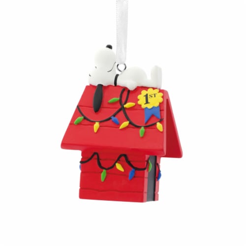 Hallmark Peanuts® Snoopy Decorated Dog House Ornament Perspective: back