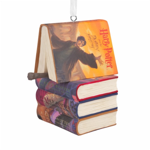 Hallmark Harry Potter Stacked Books With Wand Christmas Ornament Perspective: back