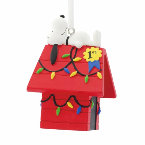 Hallmark  Peanuts Snoopy on Decorated Doghouse Christmas Ornament Perspective: back