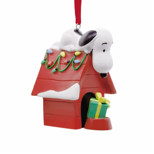 Hallmark Christmas Peanuts® Snoopy on Holiday Doghouse Ornament Perspective: back