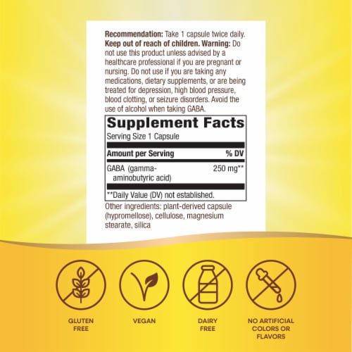 Nature's Way GABA Gamma-Aminobutyric Acid Capsules Perspective: back