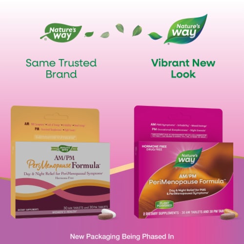 Nature's Way® AM/PM PeriMenopause Formula™ Relief Tablets Perspective: back