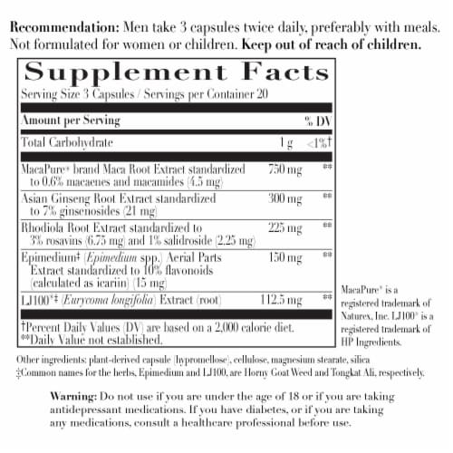 Enzymatic Therapy Hot Plants® for Him Capsules Perspective: back