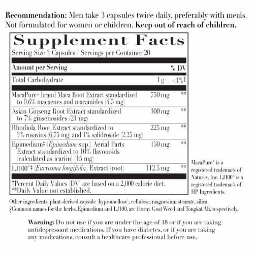 Enzymatic Therapy Hot Plants® for Him Capsules Perspective: back