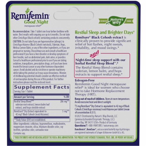 Enzymatic Therapy Remifemin® Goodnight Tablets Perspective: back
