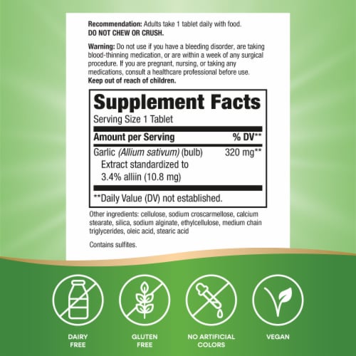 Nature's Way Garlinase 5000 Enteric Coated Tablets Perspective: back