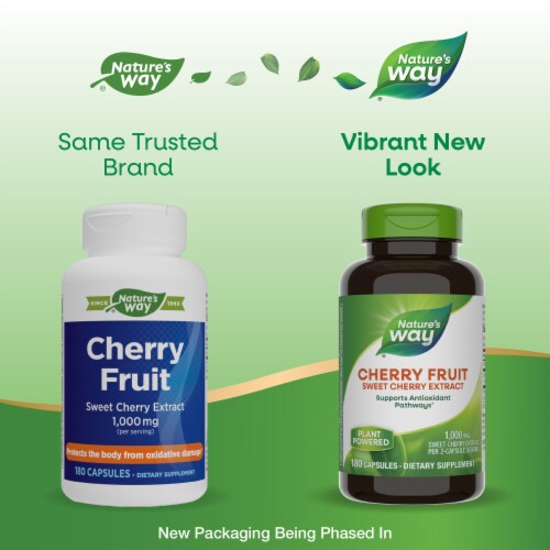 Nature's Way Cherry Fruit Sweet Cherry Extract Capsules 1000 mg Per Serving Perspective: back