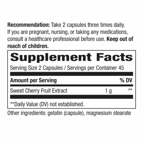Enzymatic Therapy Cherry Fruit Extract Capsules 1000mg Perspective: back