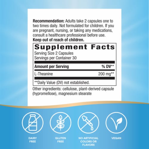 Enzymatic Therapy L-Theanine Ultracaps Capsules Perspective: back