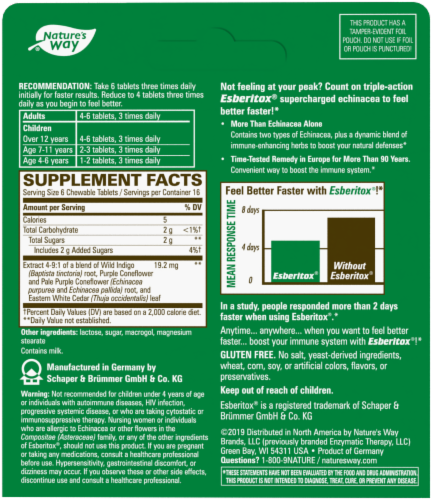 Enzymatic Therapy Esberitox Echinacea Chewable Tablets Perspective: back