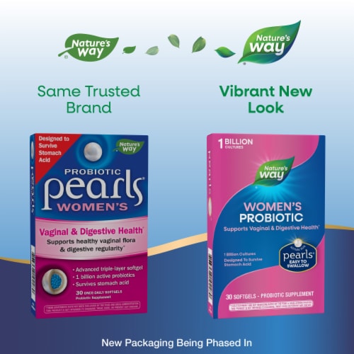Nature's Way® Probiotic Pearls® Women's Vaginal & Digestive Health Probiotic Softgels Perspective: back