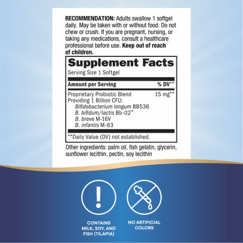 Enzymatic Therapy Probiotic Pearls® Adult 50+ Softgels Perspective: back