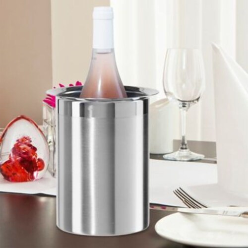 Oggiᵀᴹ Stainless Steel Wine Cooler With Removable Freezer Inserts Perspective: back
