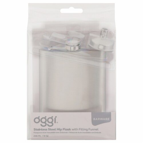 Oggi® Stainless Steel Hip Flask with Funnel Perspective: back