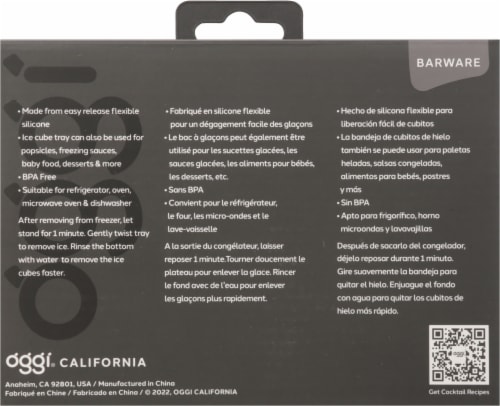 Oggi Large Ball Cube Ice Tray - Grey Perspective: back