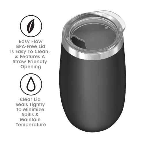 OGGI 6 oz Vacuum Insulated Flute - Black Perspective: back