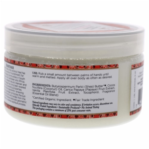 Nubian Heritage 100% Organic Shea Butter Infused With Coconut & Papaya  - 1 Each - 4 OZ Perspective: back