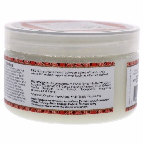 Nubian Heritage 100% Organic Shea Butter Infused With Coconut & Papaya  - 1 Each - 4 OZ Perspective: back