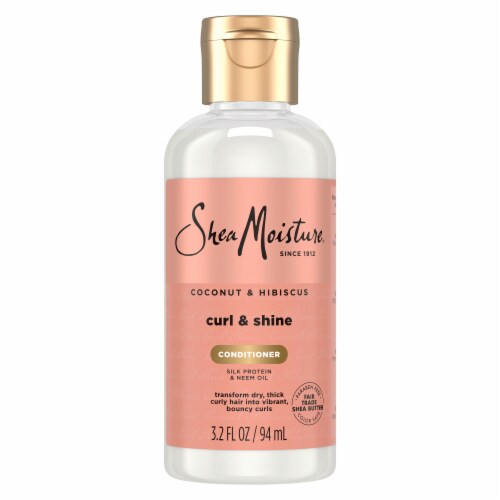 SheaMoisture Curl & Shine Coconut & Hibiscus Conditioner, Travel Size Perspective: back