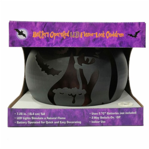 Holiday Home LED Flame-Look Witch Cauldron Perspective: back