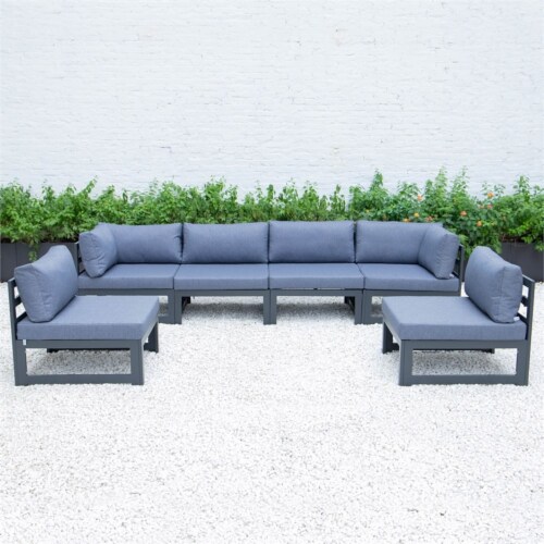 LeisureMod Chelsea 6 Piece Patio Sectional Black Aluminum With Cushions 0 Fry s Food Stores