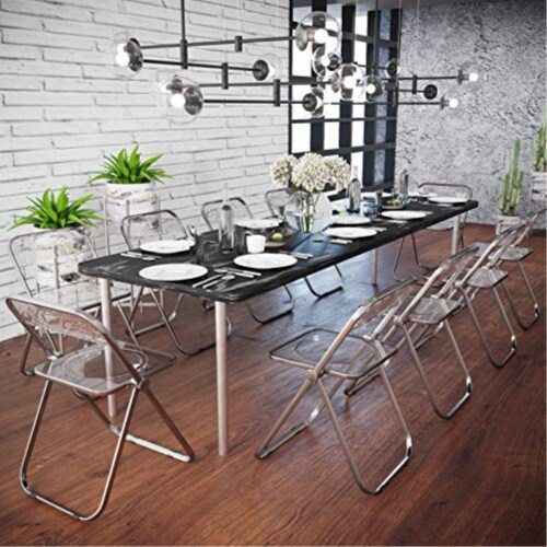 LeisureMod Lawrence Acrylic Folding Chair – Transparent Seat LeisureMod Lawrence Acrylic Folding Chair – Transparent Seat