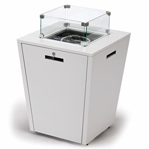 LeisureMod Chelsea Aluminum Patio Modern Propane Fire Pit Side Table Perspective: back